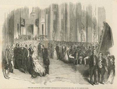 Överborgmästaren och borgmästarinnan samtalar om litteratur och konst på Mansion House av English School