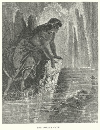 De älskandes grotta (gravyr) av English School