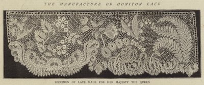 Tillverkningen av Honiton Lace (gravyr) av English School