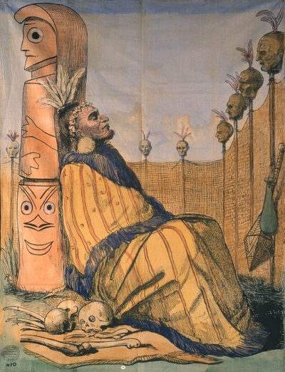 Maorihövdingen, ca 1850 (tusch och laveringar på tyg) av English School