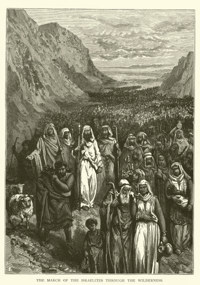 Israeliternas marsch genom öknen (gravyr) av English School