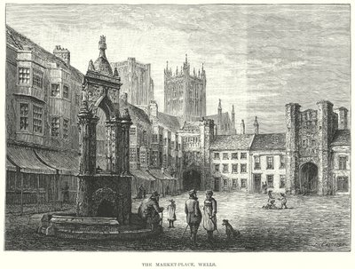 Marknadsplatsen i Wells (gravyr) av English School
