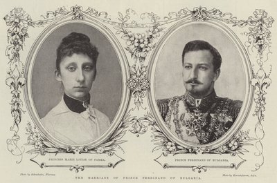 Prins Ferdinand av Bulgariens äktenskap (gravyr) av English School