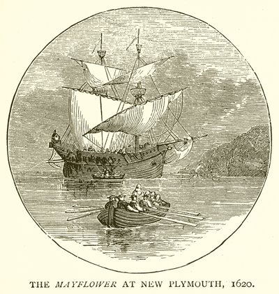 Mayflower i New Plymouth, 1620 av English School
