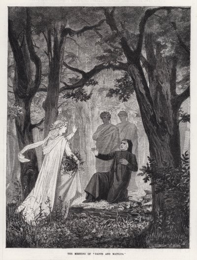 Mötet mellan "Dante och Matilda" (gravyr) av English School