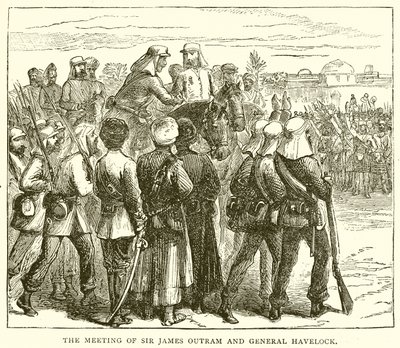 Mötet mellan Sir James Outram och general Havelock av English School