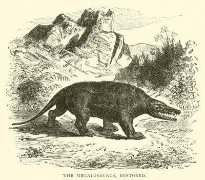 Megalosaurus, restaurerad (gravyr) av English School