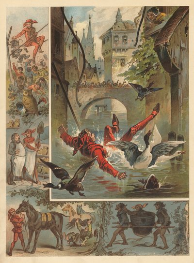 Den glade gycklaren (chromolitho) av English School