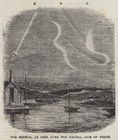 Meteoren, sett över Medina, Isle of Wight (gravyr) av English School