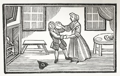 Metoden som Meg använde för att få en av kyrkoherdena att betala sitt partitur, illustration från Chap-books of the Eighteenth Century av John Ashton, pub. 1882 av English School