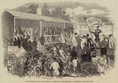 Middlesex-valet, Hustings i Brentford vid nomineringen på onsdag (gravyr) av English School