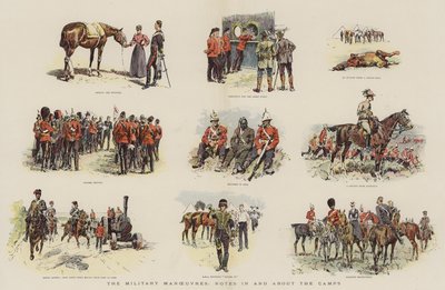 De militära manövrarna, anteckningar i och om lägren (chromolitho) av English School