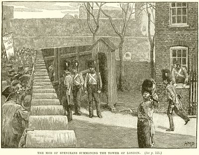 Mobben av Spenceans kallar Tower of London av English School