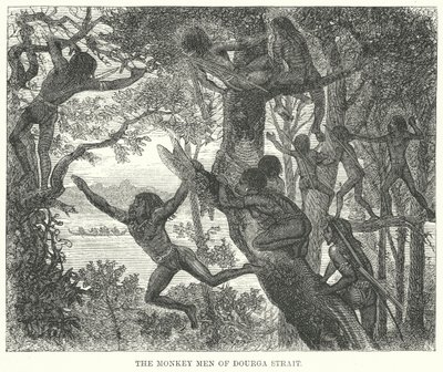 Die Affenmenschen der Dourga-Straße (Gravur) von English School