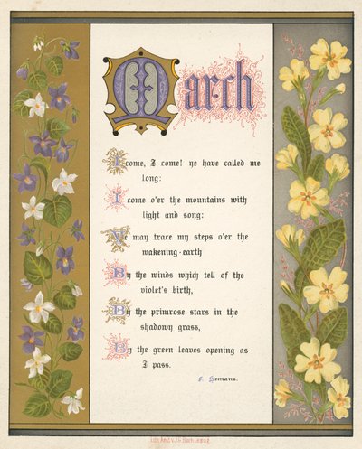 Månaderna: mars (färg litho) av English School