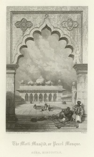 Moti Masjid, eller Pearl Mosque, Agra, Indien av English School