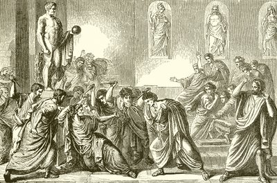Mordet på Julius Caesar (gravyr) av English School
