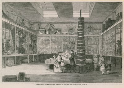 Museum of the London Missionary Society, på Bloomfield Street, publicerat i Illustrated London News, 25 juni 1859 av English School