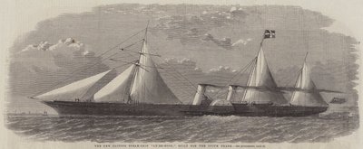 Det nya Clipper Steam-Ship "Ly-Ee-Moon," byggt för Opium Trade (gravyr) av English School