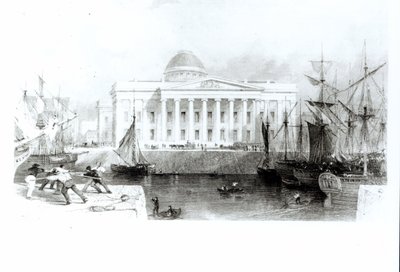 The New Custom House, Liverpool, ca 1830 av English School