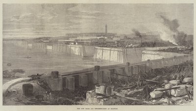 The New Docks and Repairing-Basin i Chatham (gravyr) av English School