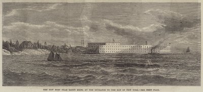 The New Fort nära Sandy Hook, vid ingången till Bay of New York (gravyr) av English School