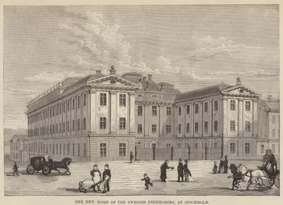 Svenska frimurarnas nya hem i Stockholm (gravyr) av English School