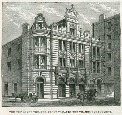 The New Savoy Theatre, front mot Thames Bankment av English School