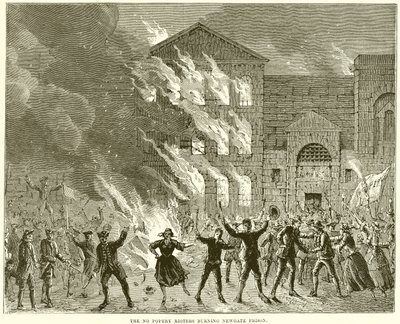 No Popery Rioters bränner Newgate Prison av English School