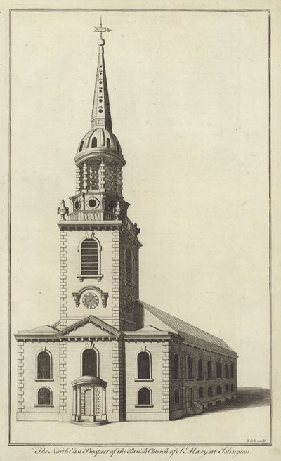 North East Prospect av Parish Church of St Mary i Islington av English School