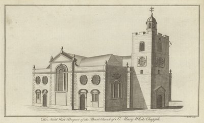North West Prospect av Parish Church of St Mary Whitechapel, London av English School