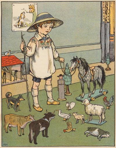 Djuren i barnkammaren (färglitografi) av English School
