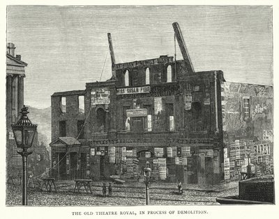 The Old Theatre Royal, in Process of Demolition (gravyr) av English School
