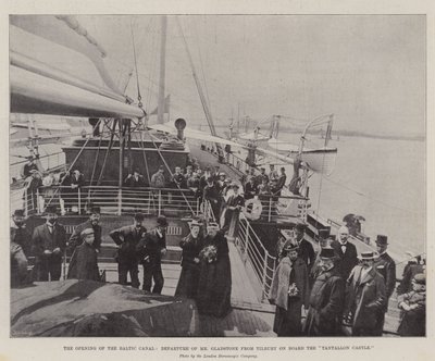 Öppningen av Östersjökanalen, Mr Gladstones avgång från Tilbury ombord på "Tantallon Castle" (gravyr) av English School