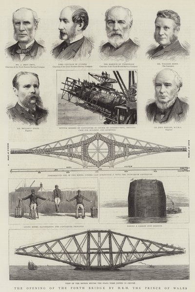 Öppnandet av Forth Bridge av HKH Prinsen av Wales (gravyr) av English School