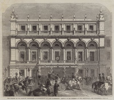 Öppnandet av Hartley Institution i Southampton av Lord Palmerston, Arrival of His Lordship at the Institution (gravyr) av English School