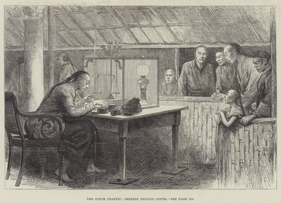 The Opium Traffic, kineser som säljer opium (gravyr) av English School