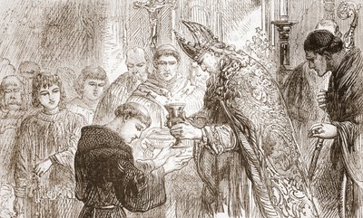 Prästvigningen av Luther till prästadömet, illustration från The History of Protestantism av James Aitken Wylie (1808-1890), pub. 1878 av English School