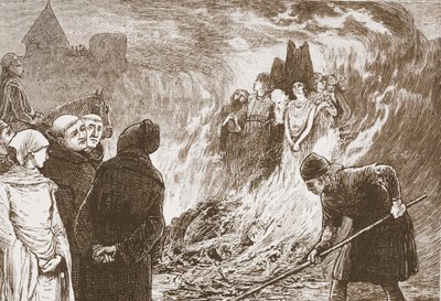 Orleans Martyrs, illustration från "The History of Protestantism" av James Aitken Wylie (1808-1890), pub. 1878 (gravyr) av English School