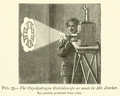 Oxy-hydrogen Kaleidoscope som gjorts av Mr Darker (gravyr) av English School