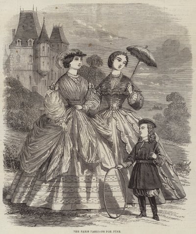 Parismoden för juni (gravyr) av English School