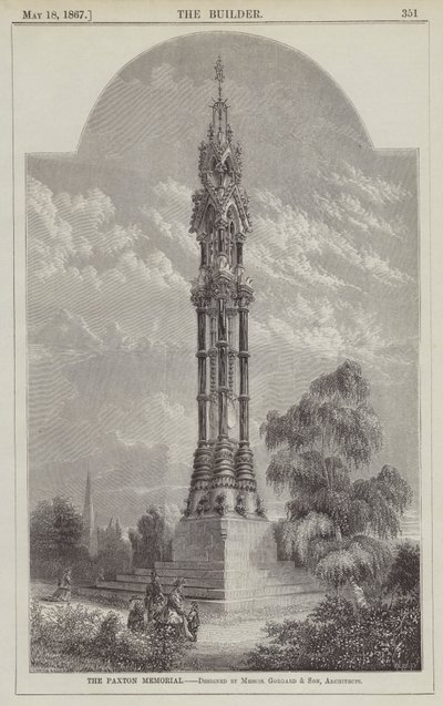 Paxton Memorial, designad av herrarna Goddard och Son, arkitekter (gravyr) av English School