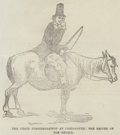 Fredsfirandet i Portsmouth, the Master of the Revels (gravyr) av English School