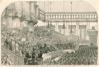 Fredskongressen i Exeter Hall, Sir David Brewster, presidenten, läser invigningstalet av English School