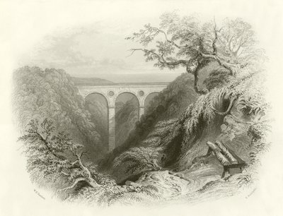 Peaths Bridge och Ravine, Berwickshire av English School