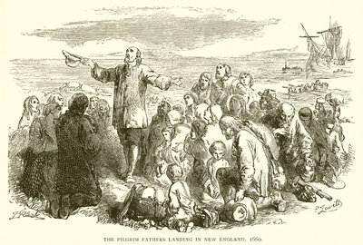 Pilgrimsfäderna landar i New England, 1660 av English School