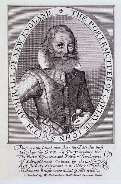 Porträttet av kapten John Smith, amiral av New England av English School