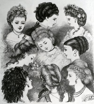 Det nuvarande modet i håret, 1870 av English School