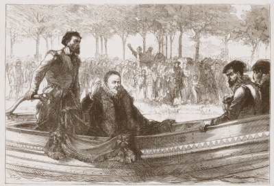 Prinsen av Orange i sin pråm på väg till Bryssel, illustration från The History of Protestantism av James Aitken Wylie (1808-1890), pub. 1878 av English School