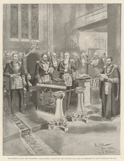 Prinsen av Wales, mest tillbedjande stormästare, som utgör Chancery Bar Lodge of Freemasons, nr 2456, i Lincoln